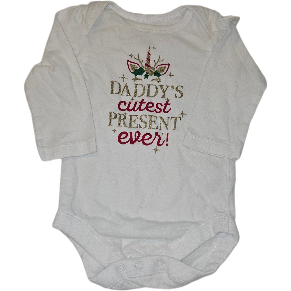 The Childrens Place Baby Bodysuit Daddys Cutest Present Ever White Holiday 0-3M